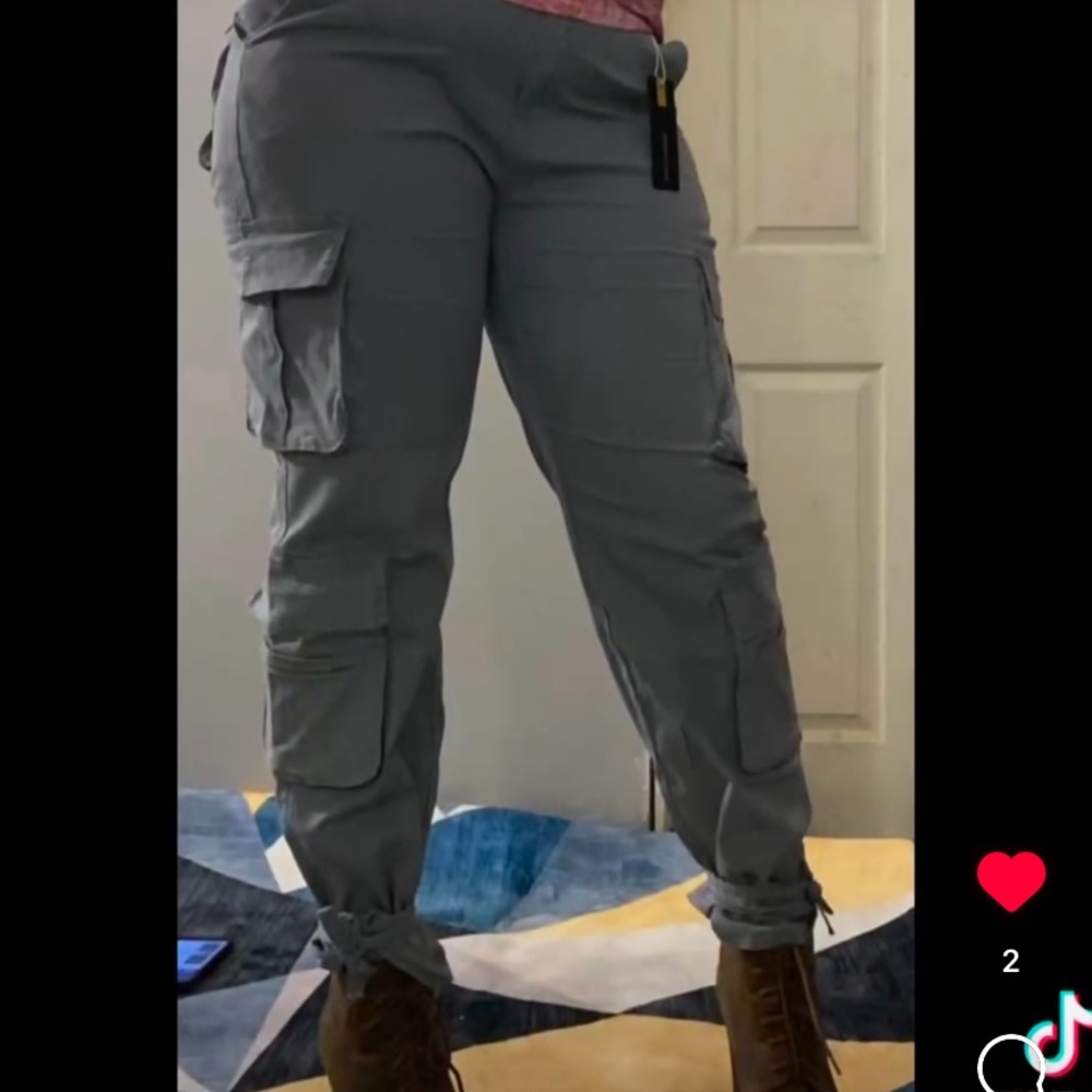 Women’s Slate Grey denim premium cargo pants